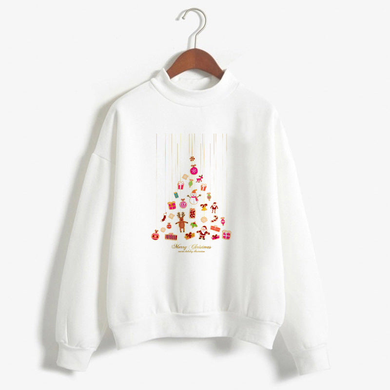 Christmas Printing Turtleneck Sweater Women