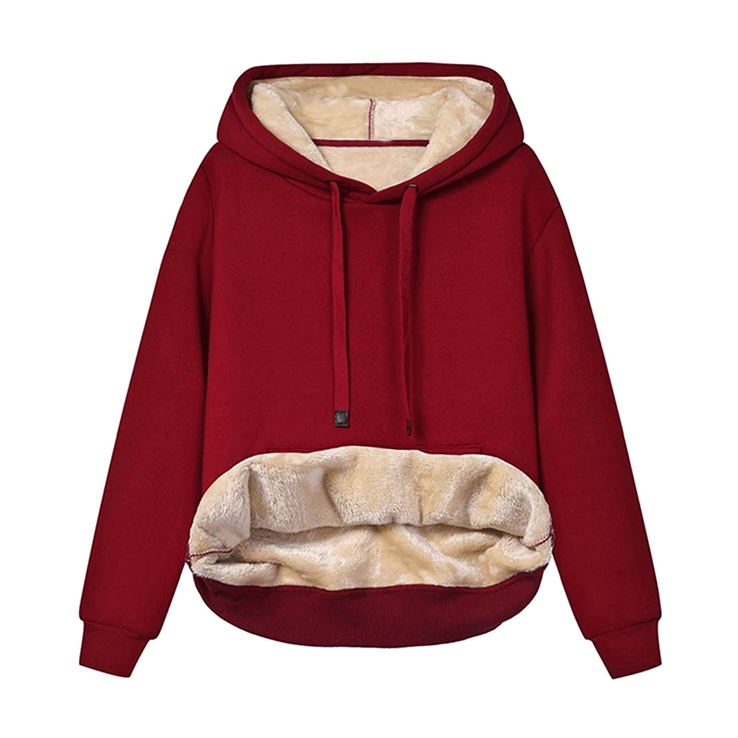 Solid Color Hooded Drawstring Sweatshirt