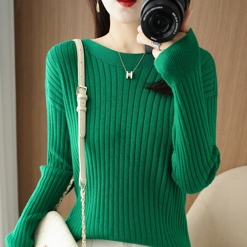 Women's Off-neck Knitted Bottoming Shirt Autumn And Winter New