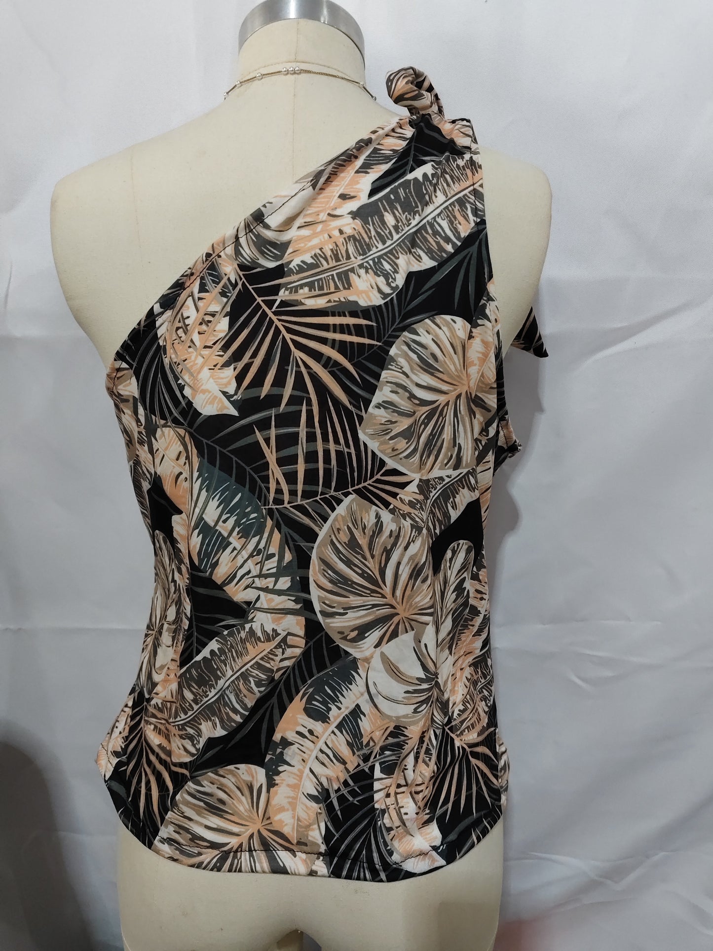 Women's Vacation Beach Print Single Shoulder Vest Top