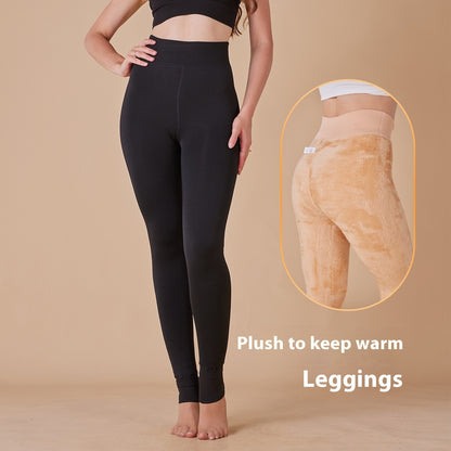 Extra Large Size Outer Wear Solid Color With Fur Thick Leggings