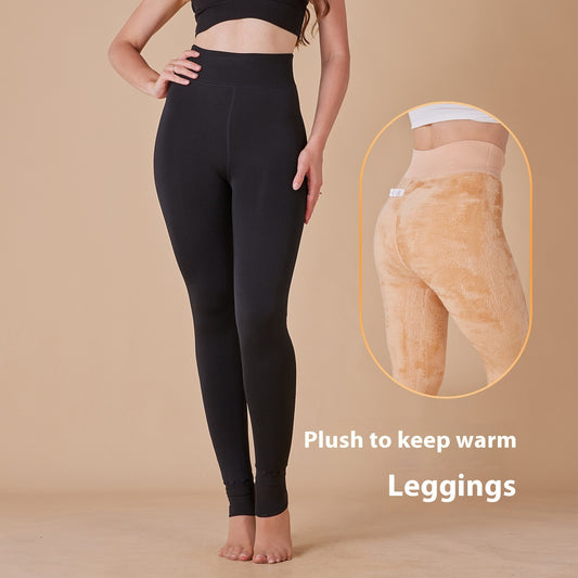 Extra Large Size Outer Wear Solid Color With Fur Thick Leggings