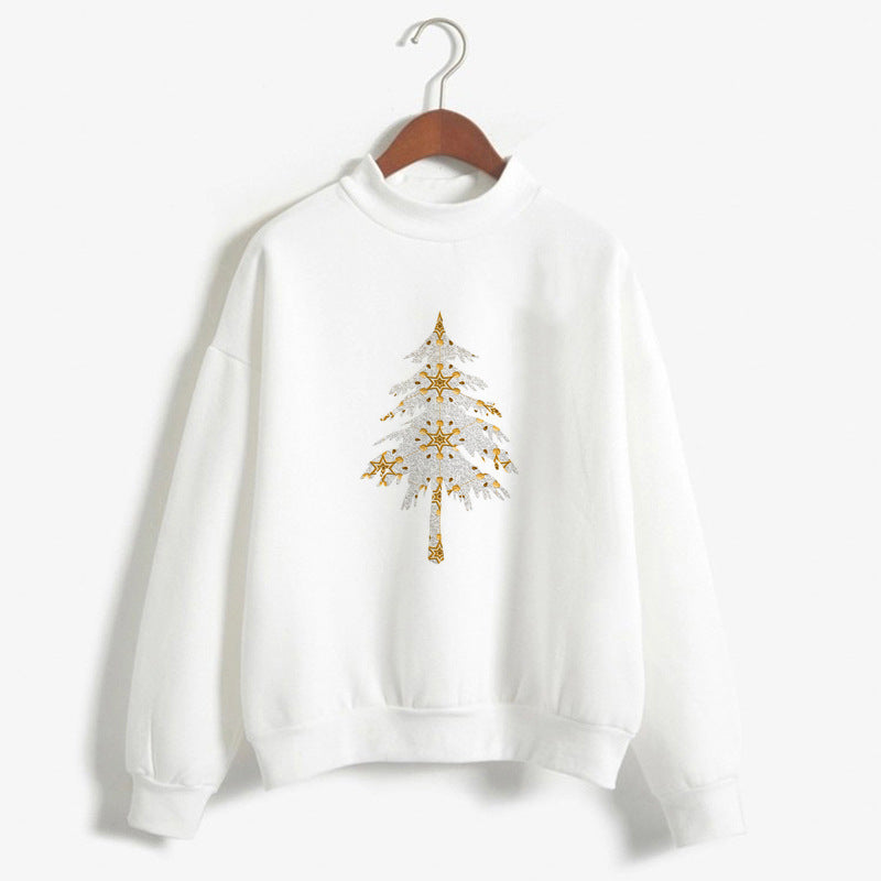 Christmas Printing Turtleneck Sweater Women