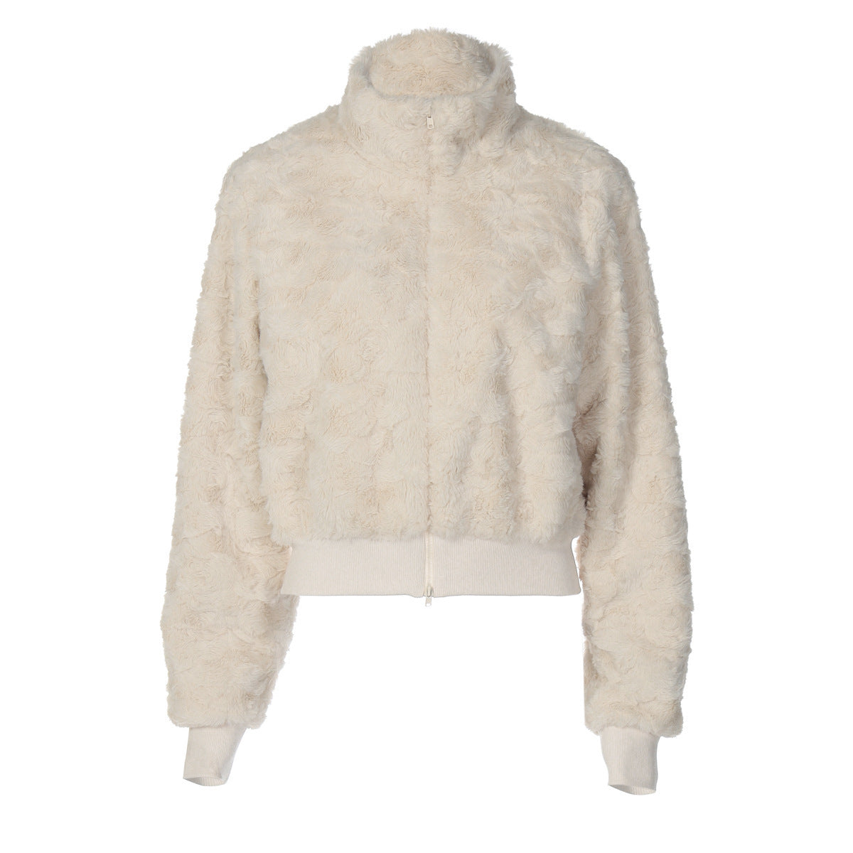 Casual Cardigan Zipper Plush High Collar Warm Coat