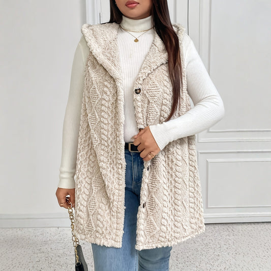 Double-sided Plush Casual Hooded Cardigan Top