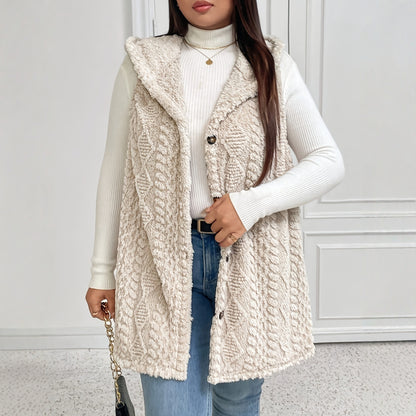 Double-sided Plush Casual Hooded Cardigan Top