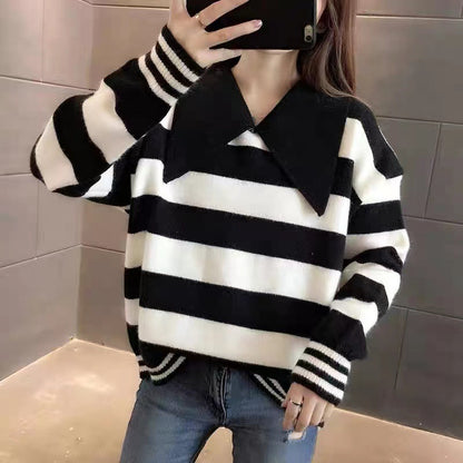 Loose Slimming Outside Wear Western Style Knitted Bottoming Shirt