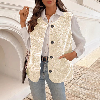 Fur Integrated Composite Loose Korean Outerwear Sleeveless Vest