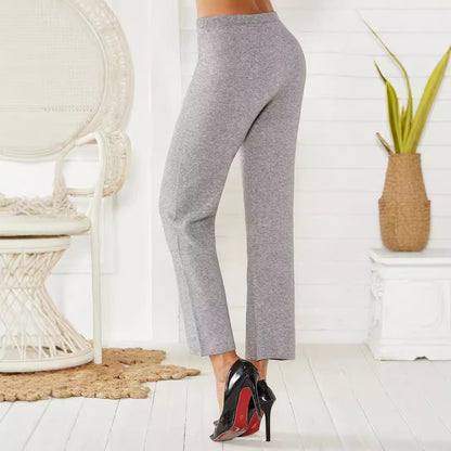 Mid-waist Woven Stretch Slimming And Warm Trousers