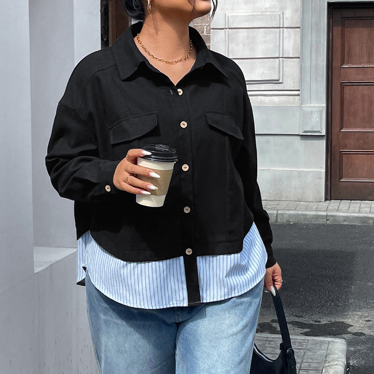 Patchwork Stripes Design Sense Fashionable Jacket