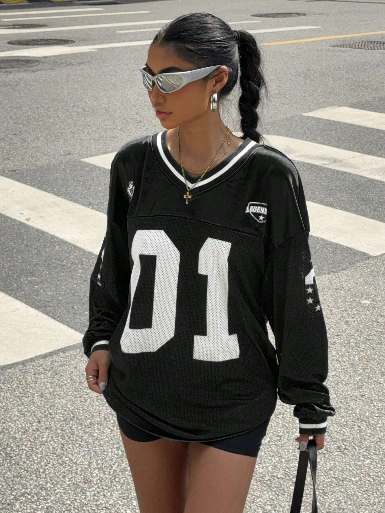 Dopamine Digital Printed Loose Long Sleeves Women's Top