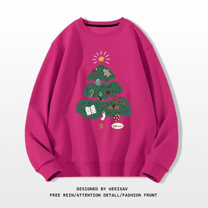 Christmas Tree Design Round-neck Pullover Leisure