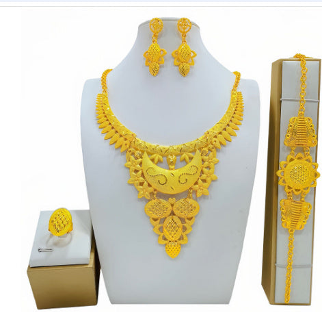 Arabic Bridal Jewelry Set – Necklace, Bracelet, Earrings & Ring