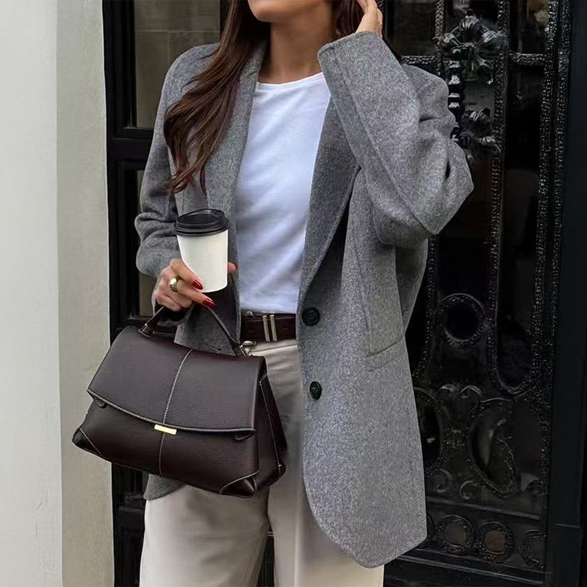 Casual High-end Solid Color Suit Jacket Women's Clothing