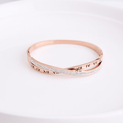 Women’s Roman Word Diamond Bracelet – Stylish & Durable