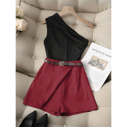 Fashionable All-match Commuter High Elastic Black Shorts