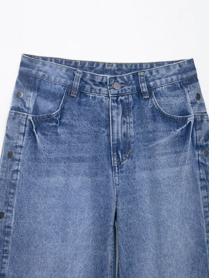 Women's High Waist Baggy Straight Trousers Jeans