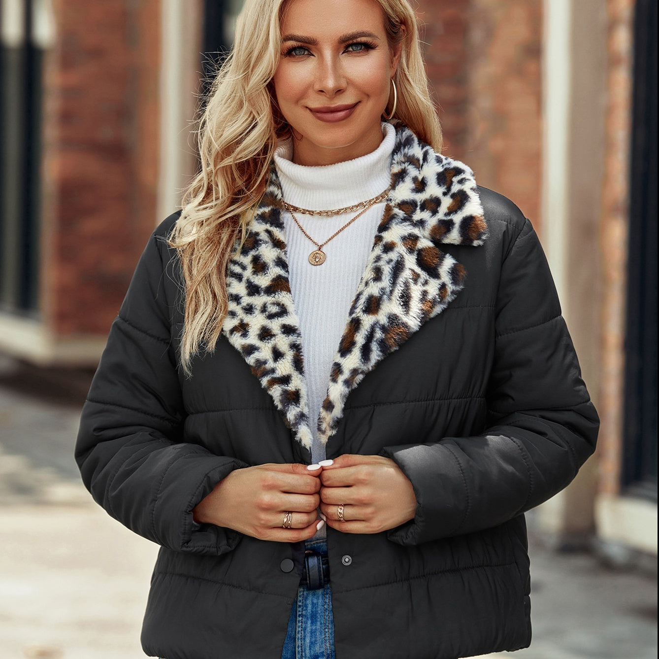 Women's Casual Polo Collar Suit Cotton-padded Coat