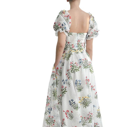 Women's Fitted Waist Backless Embroidered Skirt Two-piece Set