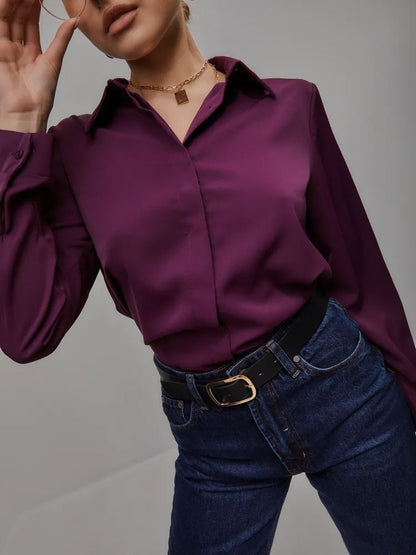 Foreign Trade Shirt Design Blouse Versatile Casual Long Sleeve