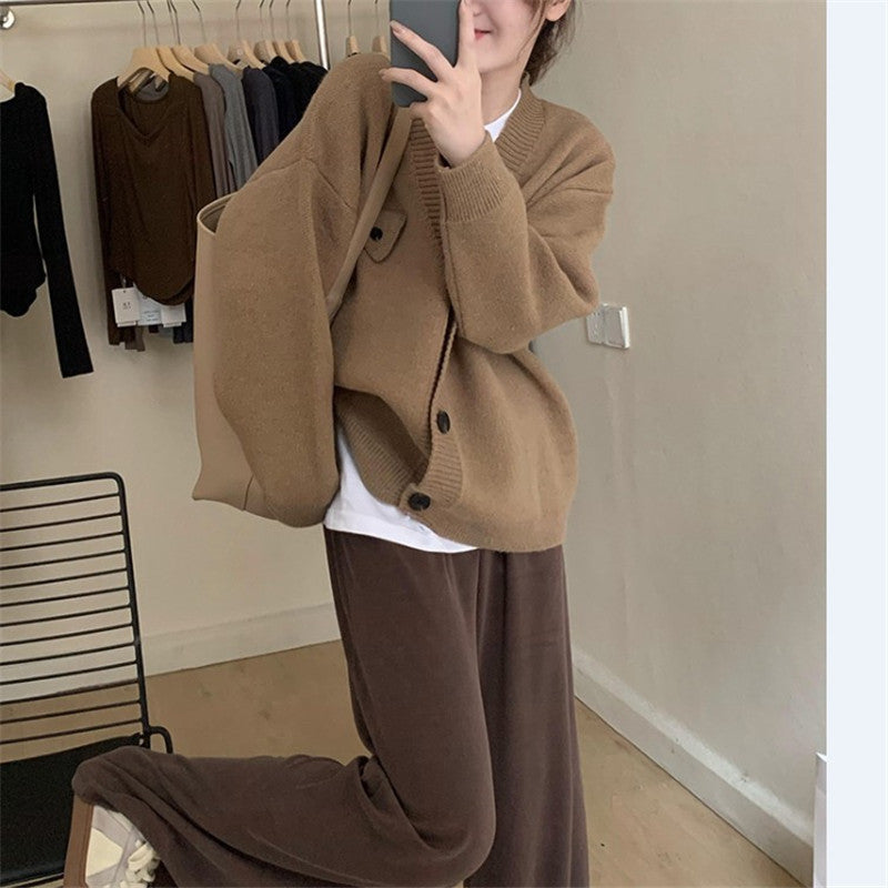 Loose Solid Color Outerwear Top For Women