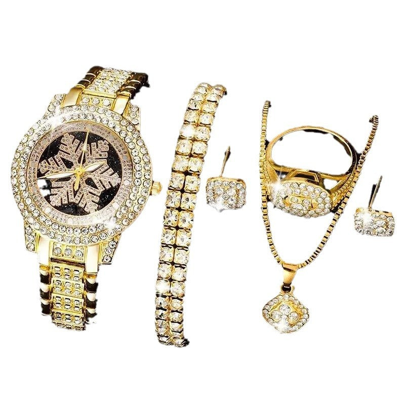 Snowflake Rhinestone Watch & Luxury Jewelry Set
