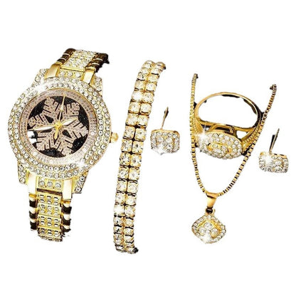 Snowflake Rhinestone Watch & Luxury Jewelry Set