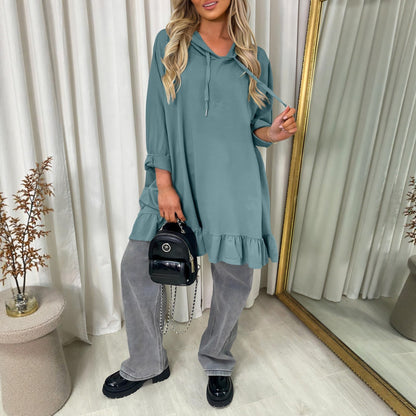 Women's Loose Lotus Leaf Mid-length Sweater