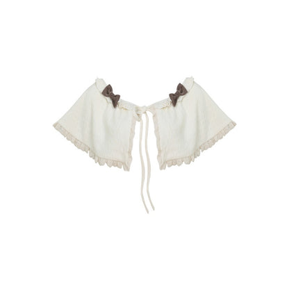 Apricot Knitted Top Brown Hip Skirt Shawl