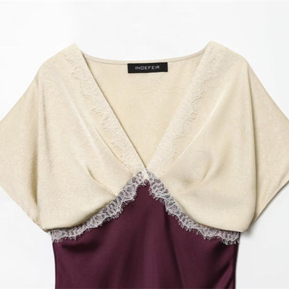 Women's Lace Silk Satin Dress