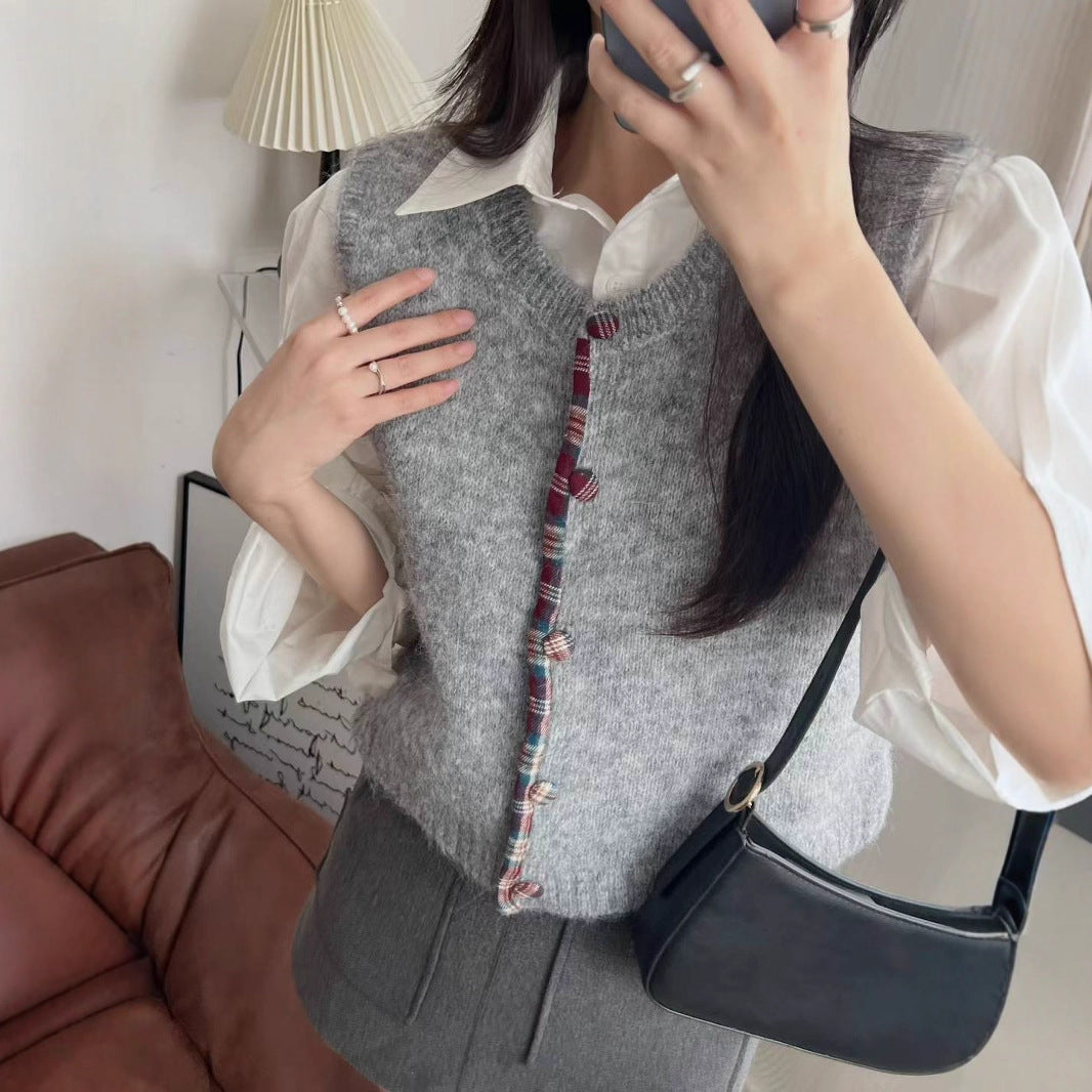 Women's Retro Artistic Button Knitted Vest