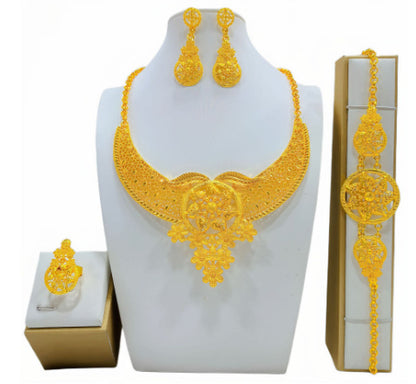 Arabic Bridal Jewelry Set – Necklace, Bracelet, Earrings & Ring