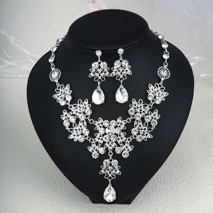 Rhinestone Pearl Earrings & Necklace Set for Women