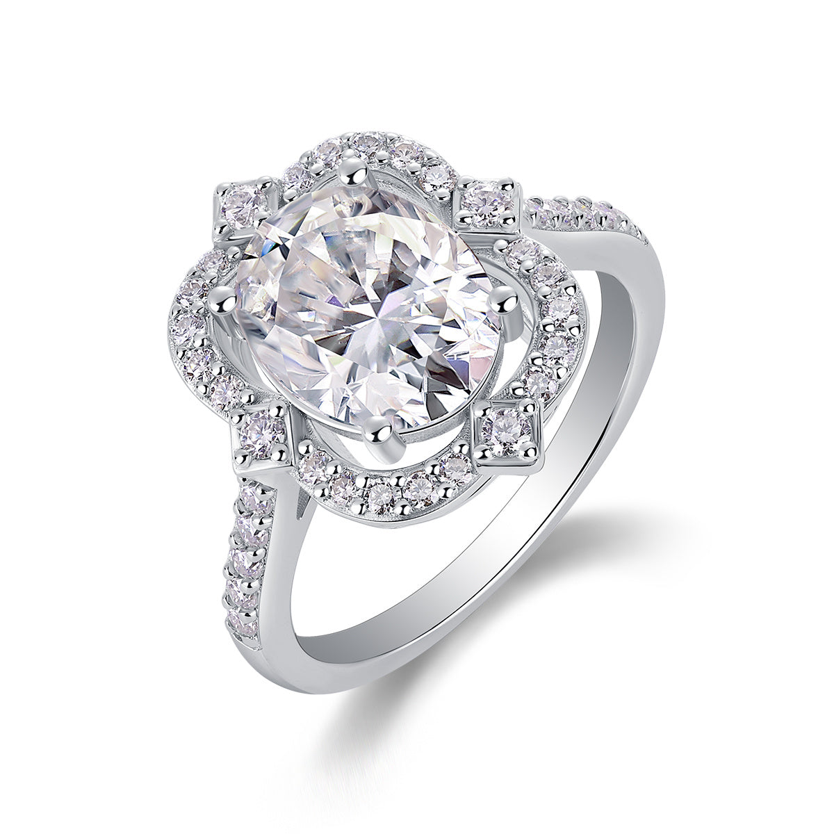Camellia Moissanite Ring – S925 Silver & Gold-Plated