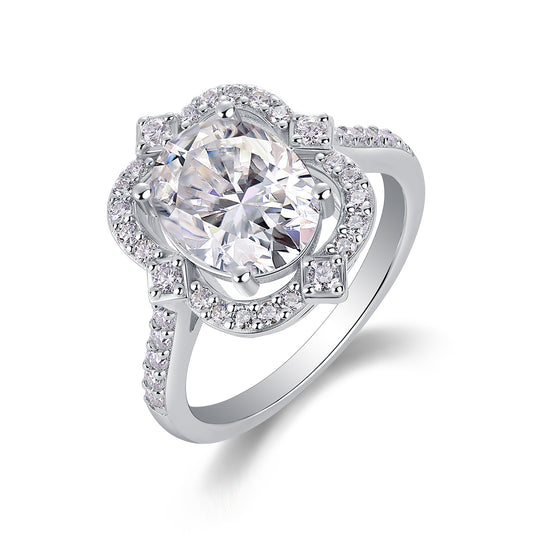Camellia Moissanite Ring – S925 Silver & Gold-Plated