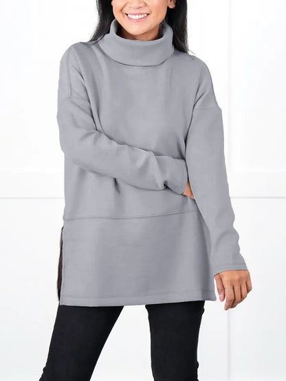 Large Size Multicolor Minimalism Turtleneck Top