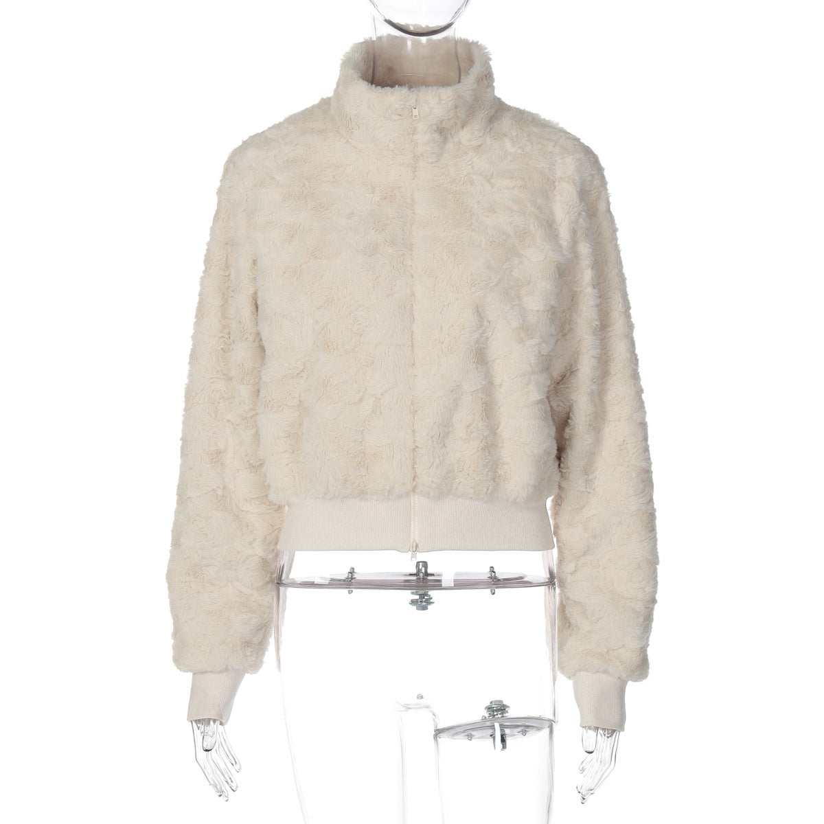 Casual Cardigan Zipper Plush High Collar Warm Coat