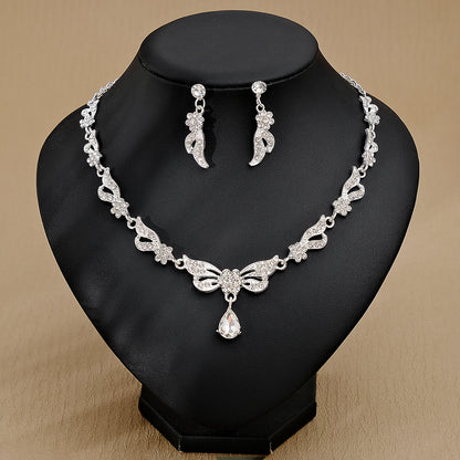 Rhinestone Pearl Earrings & Necklace Set for Women