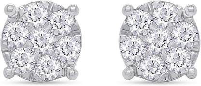 SAVEARTH DIAMONDS Carat Round Cut Lab Created Moissanite Diamond Cluster Stud Earrings In 14k Gold Over Sterling Silver Jewelry For Women