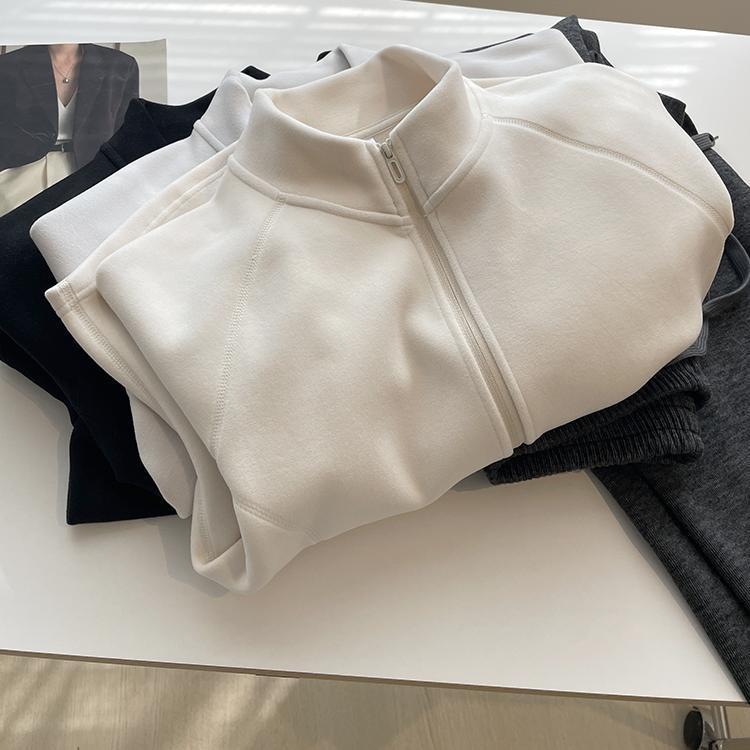 Self-heating Stand Collar Glutinous Rice Velvet Coat For Women