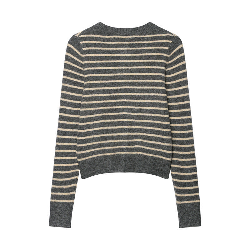 Pure Desire Style Loose Casual Striped Knitted Coat For Women