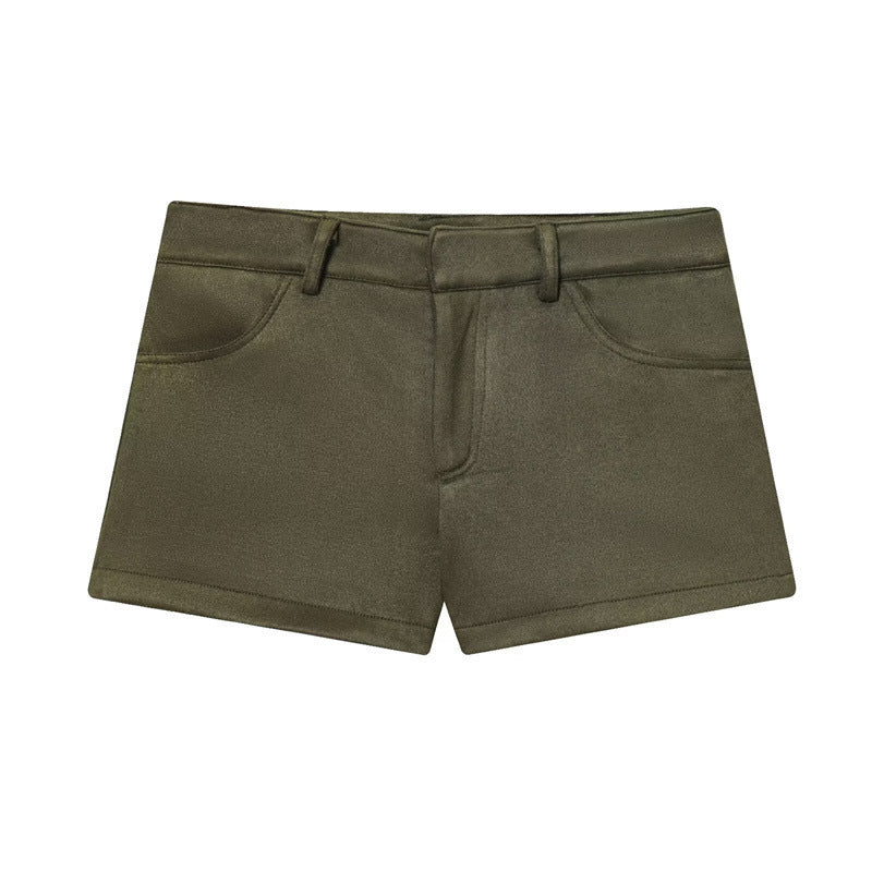 Women's Solid Color Suede Effect Suit Jacket Shorts