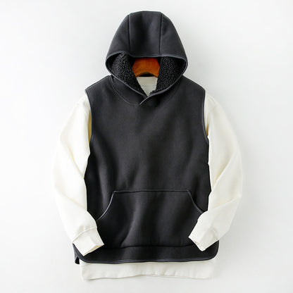 SLR Season New Two-side Button Slit Design Velvet Padded Hooded Vest