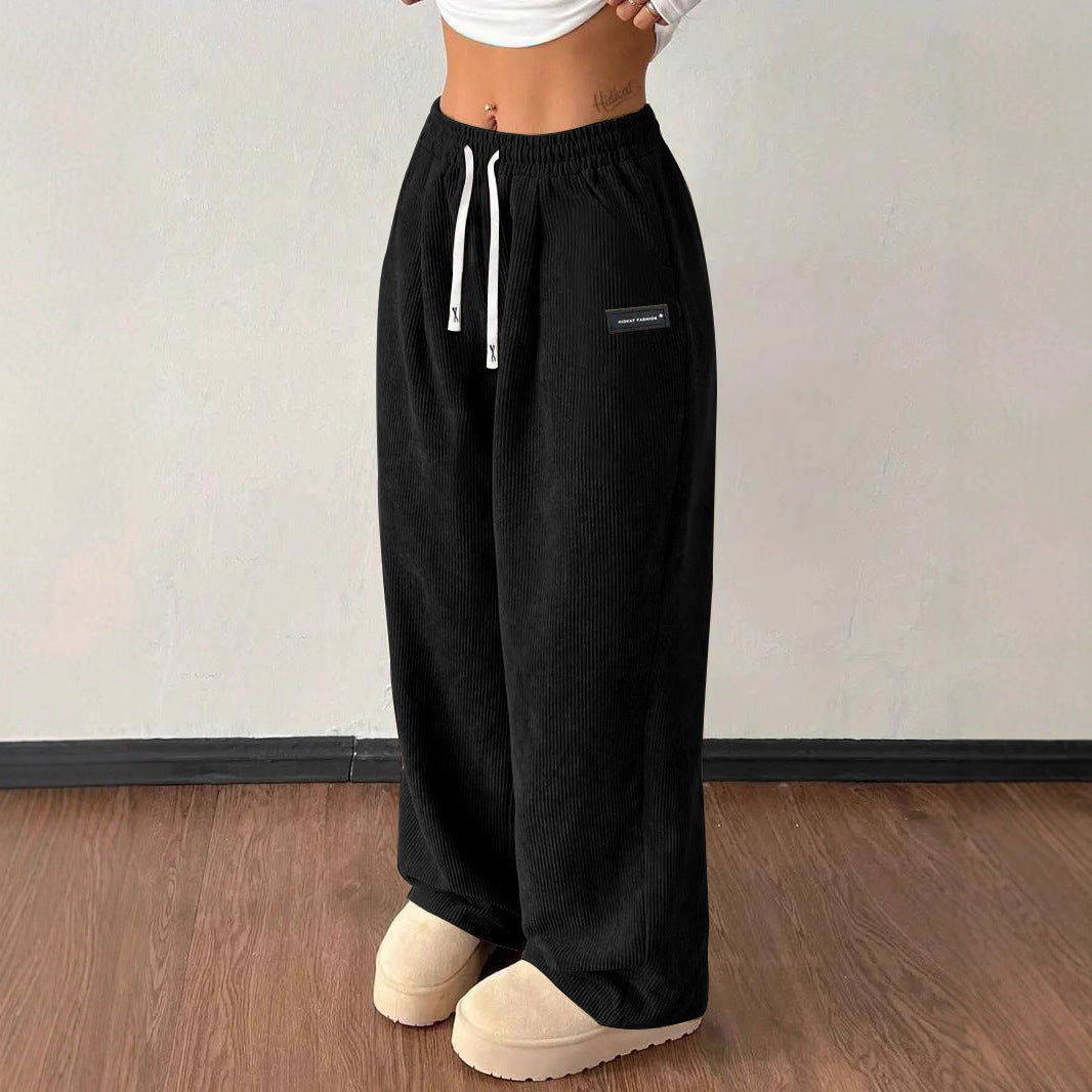 Loose Drawstring Solid Color Pocket Casual Versatile Pants Women's Pants
