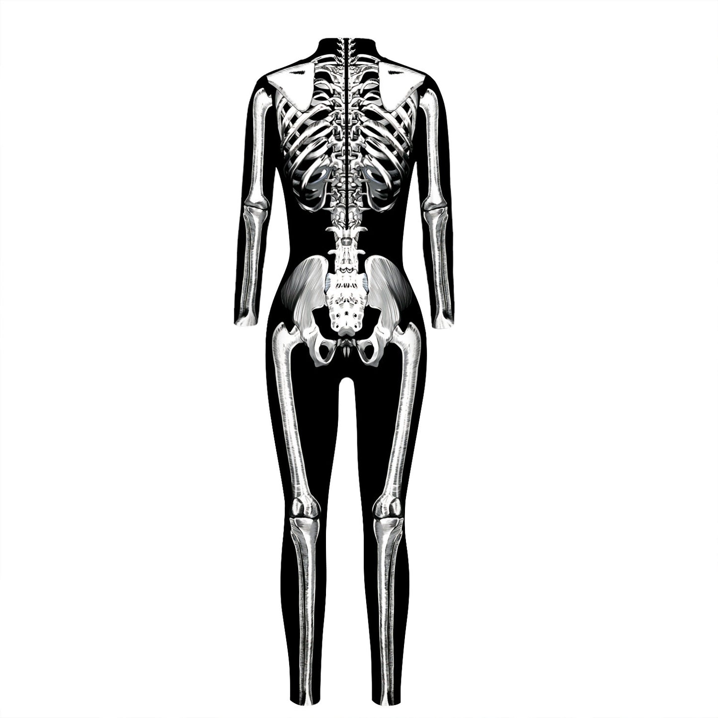 Skeleton Digital Women's Printed Wear Tight Long Sleeve Jumpsuit