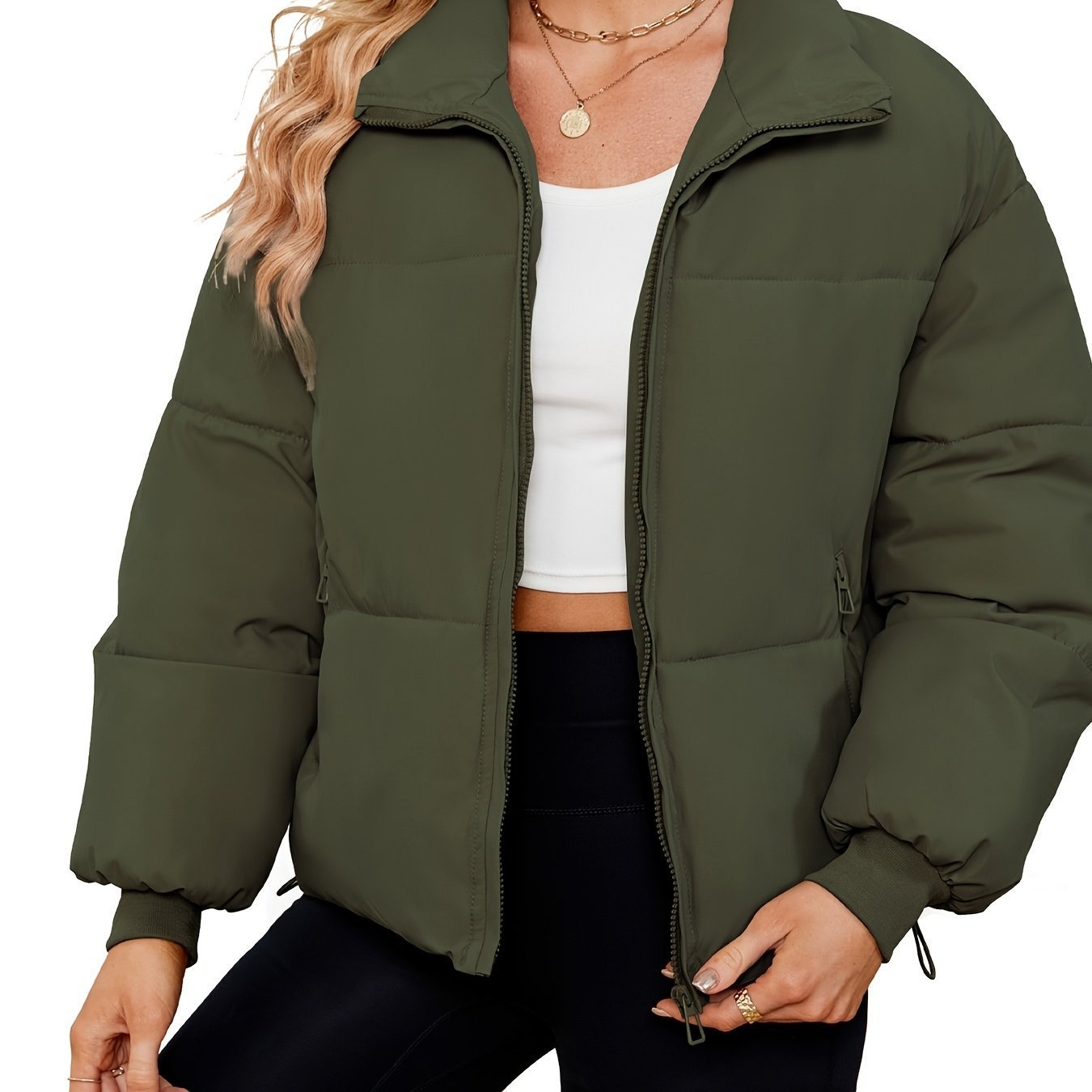 Women's Lightweight Quilted Down Jacket Casual Long Sleeve