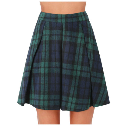 Plaid Bag Hip Vintage Skirt Women