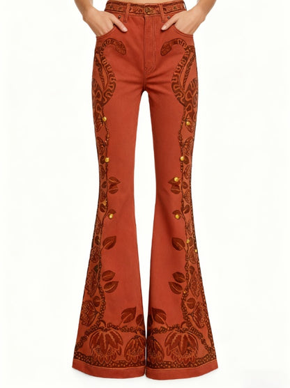 Fashionable Printed Flared Pants