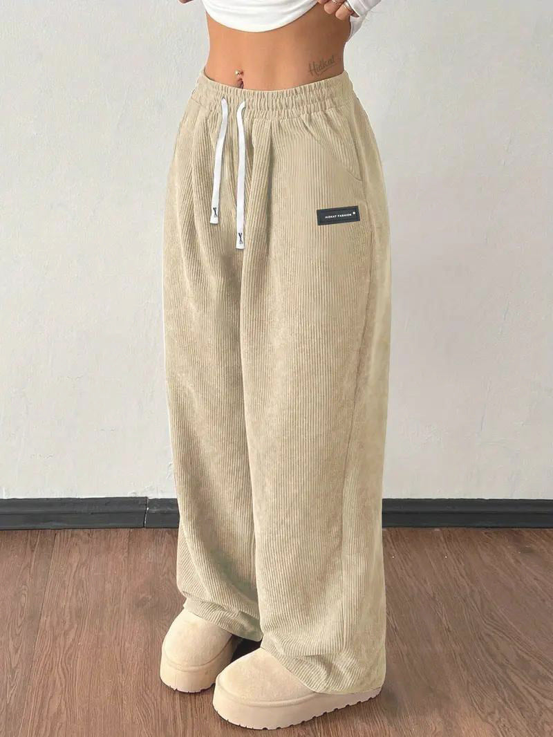Loose Drawstring Solid Color Pocket Casual Versatile Pants Women's Pants