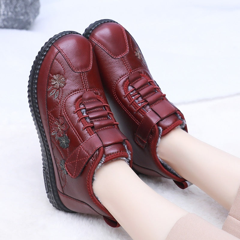 Old Beijing Cloth Shoes Women's Elderly Cotton Winter Fleece-lined Warm Soft Sole